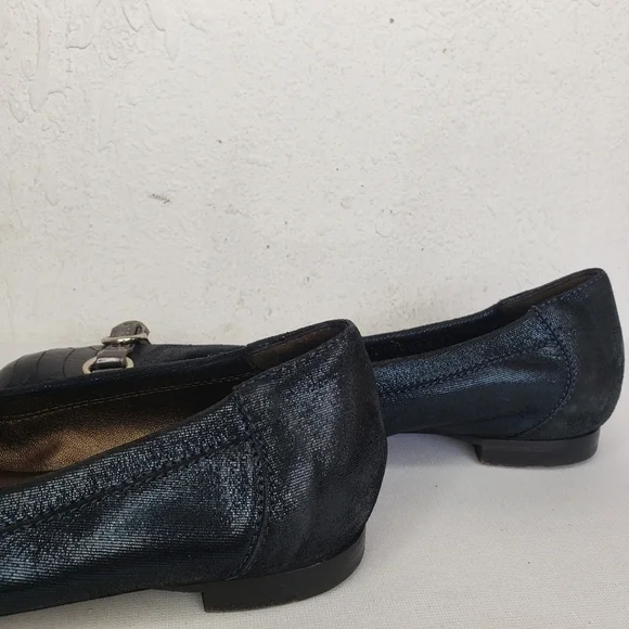 AGL Attilio Giusti Black Leather Snake Print Flats